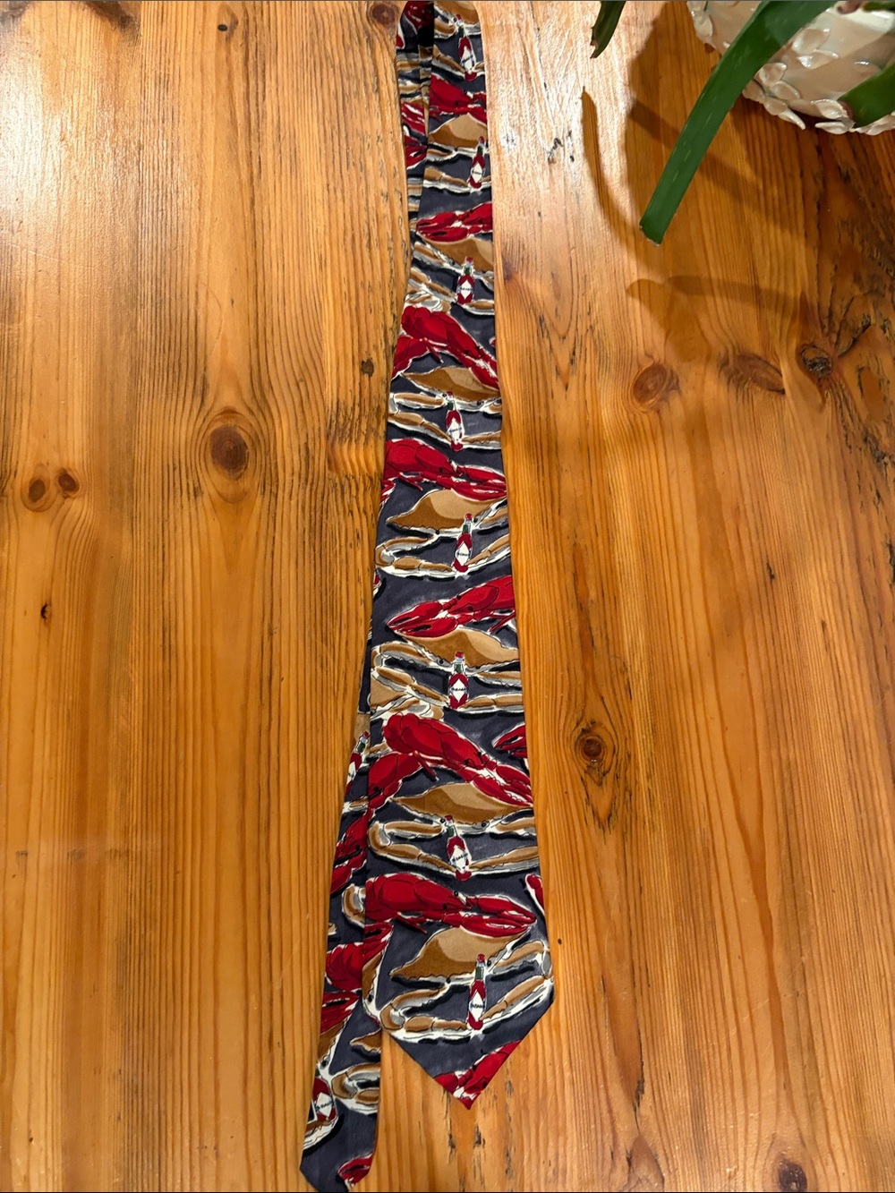 Tabasco Printed Tie in Red, Navy & Brown